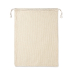 Cotton mesh grocery bag with closure beige colour