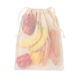 Cotton mesh grocery bag with closure beige colour third view