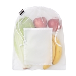 Fruit bag made from recycled plastic mesh with an inner pocket white colour second view