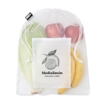 Fruit bag made from recycled plastic mesh with an inner pocket white colour second main view