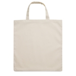 Affordable cotton tote bag with short handles, 140 g/m2 beige colour