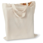 Affordable cotton tote bag with short handles, 140 g/m2 beige colour third view