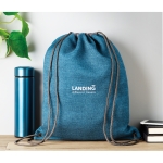 Drawstring bag made of 1200D polyester blue colour main ambient view