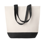 Canvas shopping bag with coloured base, 170 g/m2 black colour