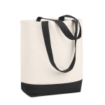 Canvas shopping bag with coloured base, 170 g/m2 black colour second view