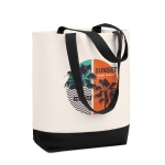 Canvas shopping bag with coloured base, 170 g/m2 black colour second main view