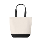 Canvas shopping bag with coloured base, 170 g/m2 black colour third view