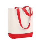 Canvas shopping bag with coloured base, 170 g/m2 red colour second view