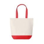 Canvas shopping bag with coloured base, 170 g/m2 red colour third view