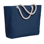 Large cotton beach bag with drawstring handles, 220 g/m2 blue colour