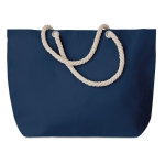 Large cotton beach bag with drawstring handles, 220 g/m2 blue colour second view