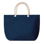 Large cotton beach bag with drawstring handles, 220 g/m2 blue colour third view