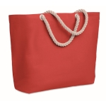 Large cotton beach bag with drawstring handles, 220 g/m2 red colour