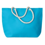 Large cotton beach bag with drawstring handles, 220 g/m2 turquoise colour second view