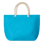 Large cotton beach bag with drawstring handles, 220 g/m2 turquoise colour third view