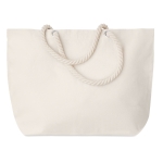 Large cotton beach bag with drawstring handles, 220 g/m2 beige colour