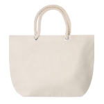 Large cotton beach bag with drawstring handles, 220 g/m2 beige colour third view