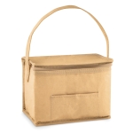 Cooler bag made of kraft paper with handle & 6 can compartment beige colour