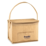 Cooler bag made of kraft paper with handle & 6 can compartment beige colour main view