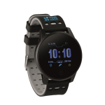 Waterproof smartwatch with pedometer for sports events black colour view with print area