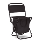 Small folding chair with integrated cooler bag under the seat black colour