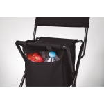 Small folding chair with integrated cooler bag under the seat black colour sixth view