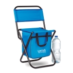 Small folding chair with integrated cooler bag under the seat royal blue colour second main view