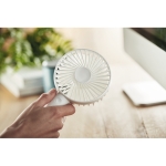 Portable handheld fan with table mount & rechargeable battery white colour second ambient view