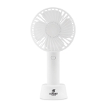 Portable handheld fan with table mount & rechargeable battery white colour main view