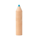 Set of 6 coloured pencils in a pencil shaped round wooden box wood colour