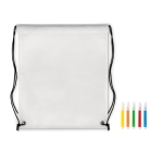 Non-woven backpack & pens with colourable design for children white colour third view