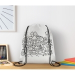 Non-woven backpack & pens with colourable design for children white colour ambient view