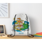 Non-woven backpack & pens with colourable design for children white colour second main ambient view