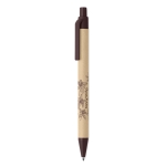 Eco-friendly paper ballpoint pen with blue ink brown colour main view