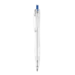 Pen with coloured clip made from recycled plastic, blue ink blue colour