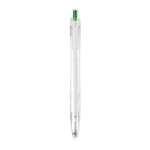 Pen with coloured clip made from recycled plastic, blue ink green colour third view