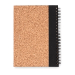 Notebook with cork cover and recycled pages, cardboard pen, A5 black colour second view