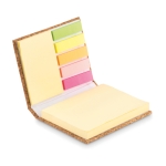 Notepad set with cork cover with sticky notes beige colour