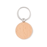 Round wooden keyring wood colour