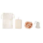 Bath set, 2 sponges and pumice stone in jute bag beige colour third view