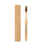 Sustainable, bamboo toothbrush with nylon bristles black colour view with print area