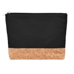 Toiletry bag, cotton and cork base, natural look, 220 g/m2 black colour