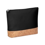 Toiletry bag, cotton and cork base, natural look, 220 g/m2 black colour fourth view