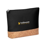 Toiletry bag, cotton and cork base, natural look, 220 g/m2 black colour fourth main view