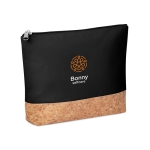 Toiletry bag, cotton and cork base, natural look, 220 g/m2 black colour second main view