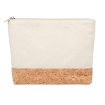 Toiletry bag, cotton and cork base, natural look, 220 g/m2 beige colour