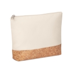 Toiletry bag, cotton and cork base, natural look, 220 g/m2 beige colour fourth view