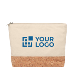 Toiletry bag, cotton and cork base, natural look, 220 g/m2 view with print area