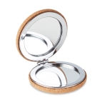 Pocket mirror with normal and magnifying mirror housed in cork beige colour