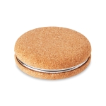 Pocket mirror with normal and magnifying mirror housed in cork beige colour second view